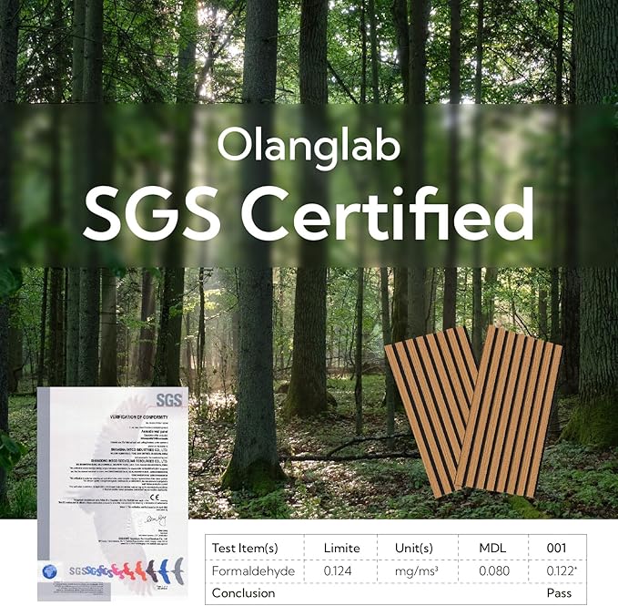 Olanglab Wood Wall Panels 4 Pack, Wood Slat Acoustic Wall Panels, 94.5"x12.6" - Image 5