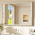 Keonjinn 40" x 30" Brushed Nickel Bathroom Vanity Mirror, Beveled Tempered Glass by Keonjinn