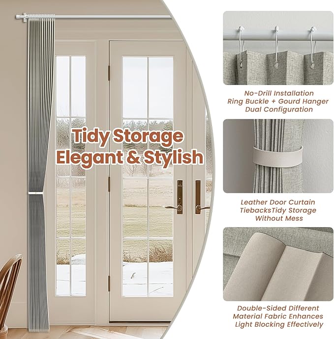 AJAZZ Blackout Accordion Door Curtain 98"x78" Grey - Image 5