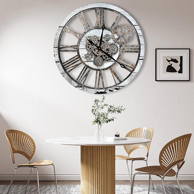 The B-Style Large Real Moving Gears Wall Clock 30 inch Rustic Retro Industrial - Image 6