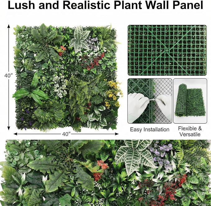 Artificial Grass Wall Panels, UV-Anti Fake Greenery Plant Boxwood Panels - Image 2