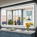 88x38 Black Framed LED Bathroom Mirror by Awandee