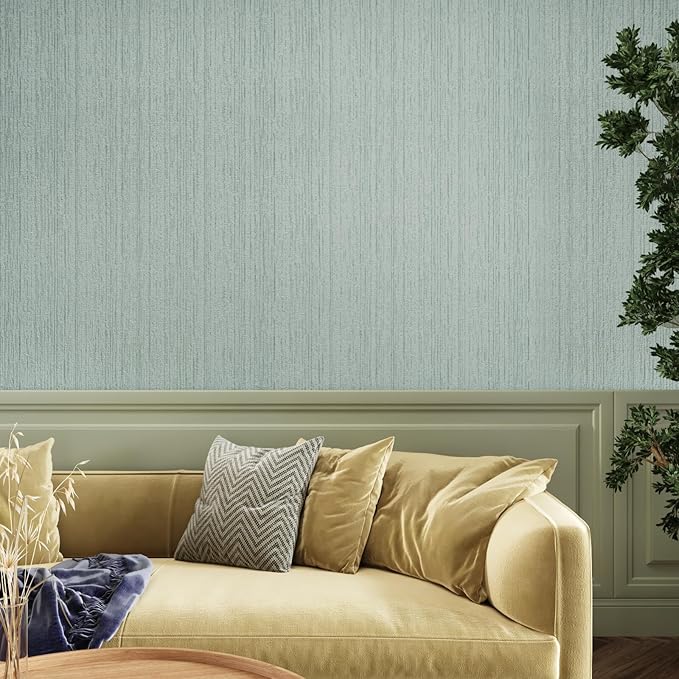 CRE8TIVE Large Size Mint Green Grasscloth Peel and Stick Wallpaper Textured - Image 2