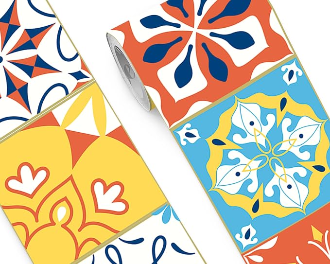 FLFK Wallpaper Border Tile Stickers Peel and Stick Wall Border by FLFK