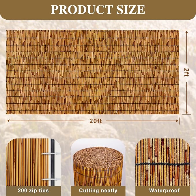 Bamboo Fencing–Handwoven, Bamboo wall Panel Outdoor Privacy Reed Screening - Image 2
