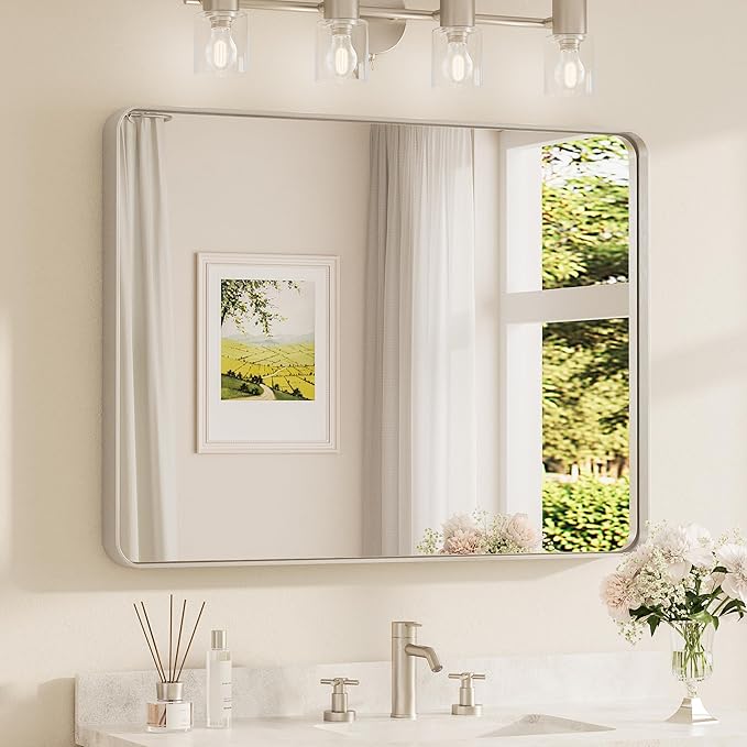 TETOTE Brushed Nickel Mirror 40 x 30 Inch by TETOTE