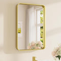 TETOTE 16 x 24 Inch Brushed Gold Frame Mirror, Brass Gold Bathroom Vanity Mirror by TETOTE