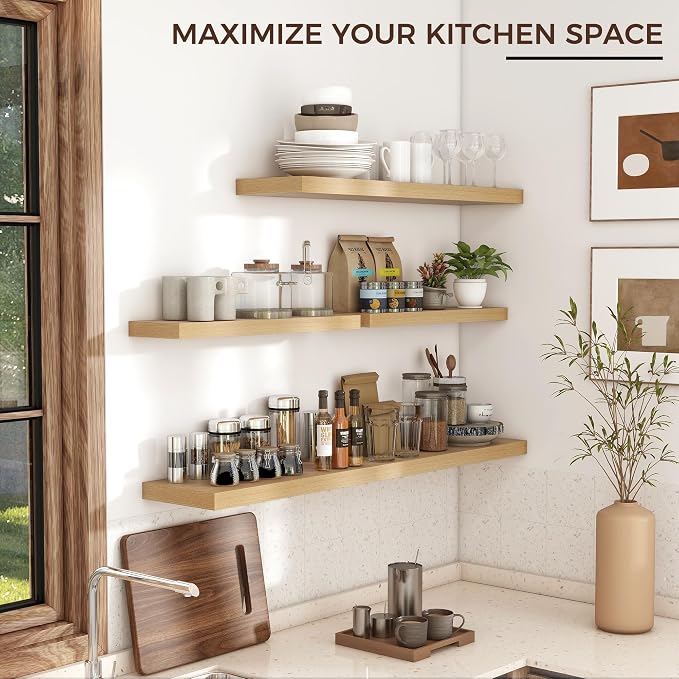 Venusmiles Floating Shelves for Wall 24 inch Long, Engineered Wood Wall Shelves - Image 6