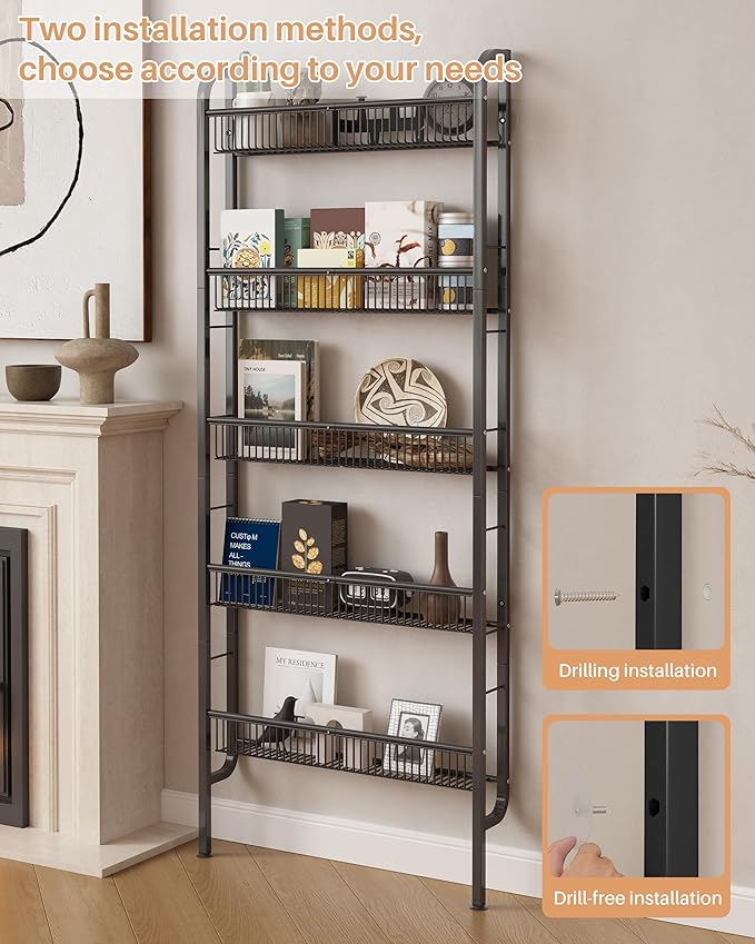 UMDONX Behind The Door Bathroom Shelf Narrow 5-Tier, Space-Saving Slim Storage - Image 4