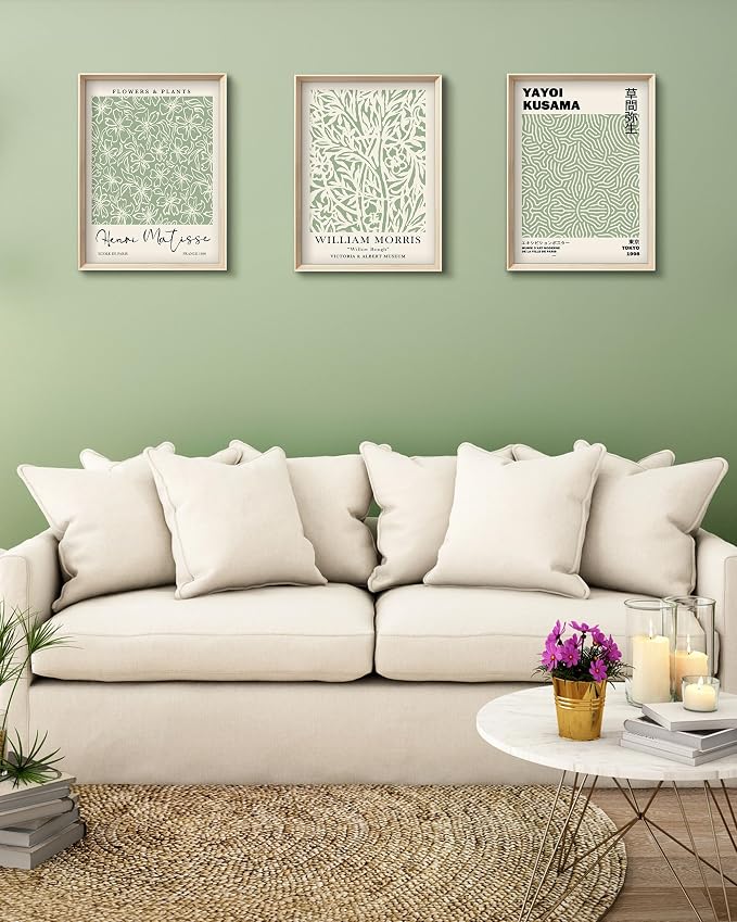 HesenDot Framed Matisse Sage Green Wall Art, William Morris Canvas Wall Decor - Image 6