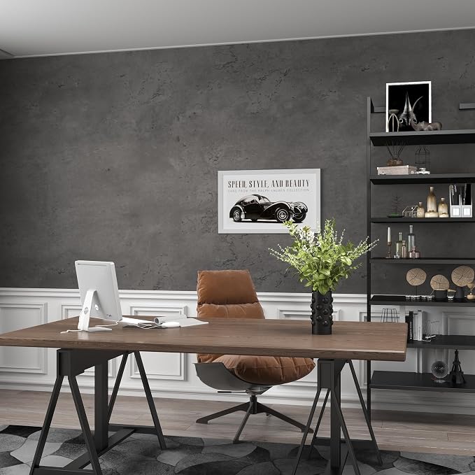 3yecao 24"×197" Thick Dark Grey Black Concrete Wallpaper Waterproof Charcoal - Image 6
