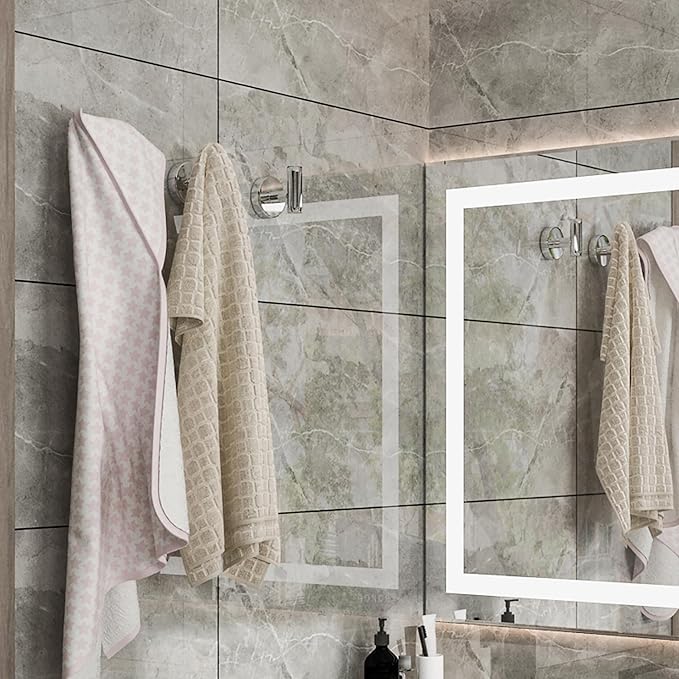 4 Pack Bath Towel Hooks, Wall Mount Towel Holder Chrome Finish Towel Rack - Image 5