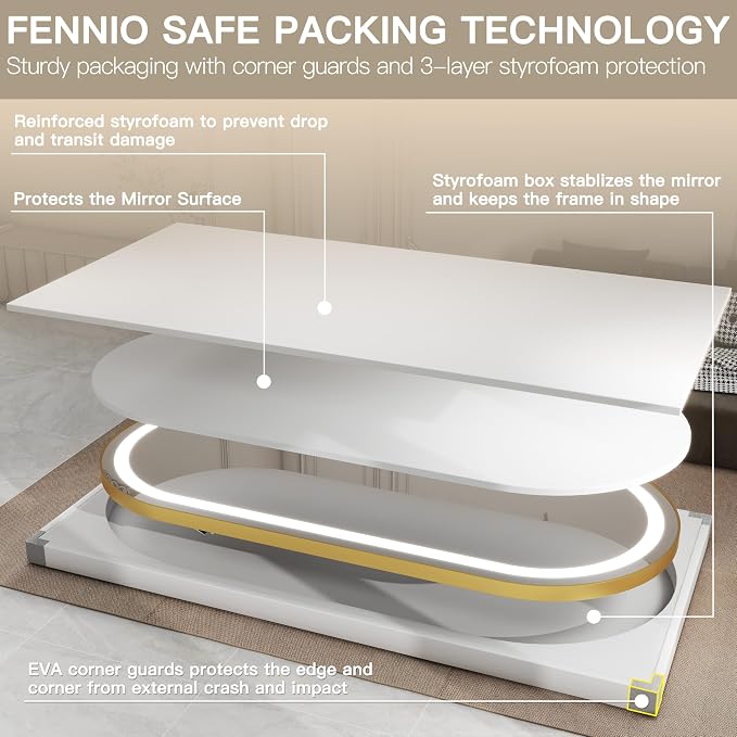 FENNIO 70" x 32" Large Luxury Wall Mounted Mirror - Image 7