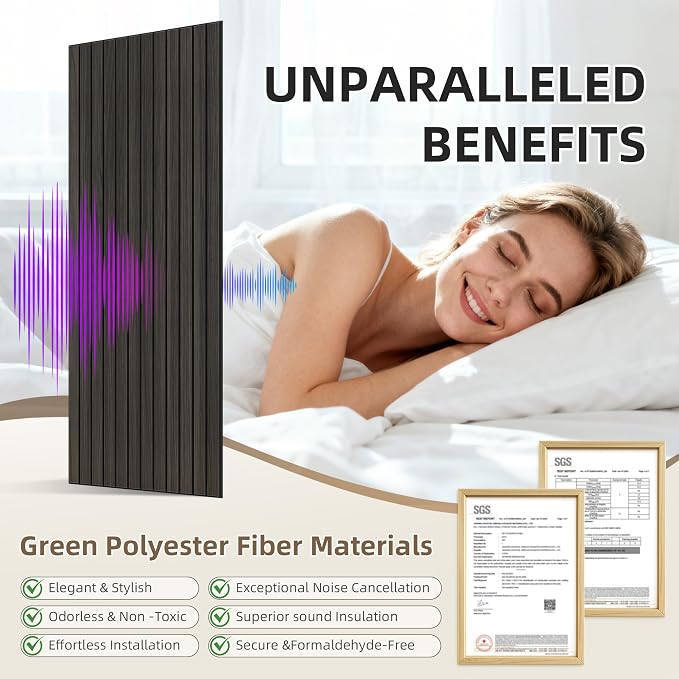 TO-TH Wood-Look Sound Panels, 4 Pack 47.2” x 23.6” Soundproof Wall Panels - Image 3