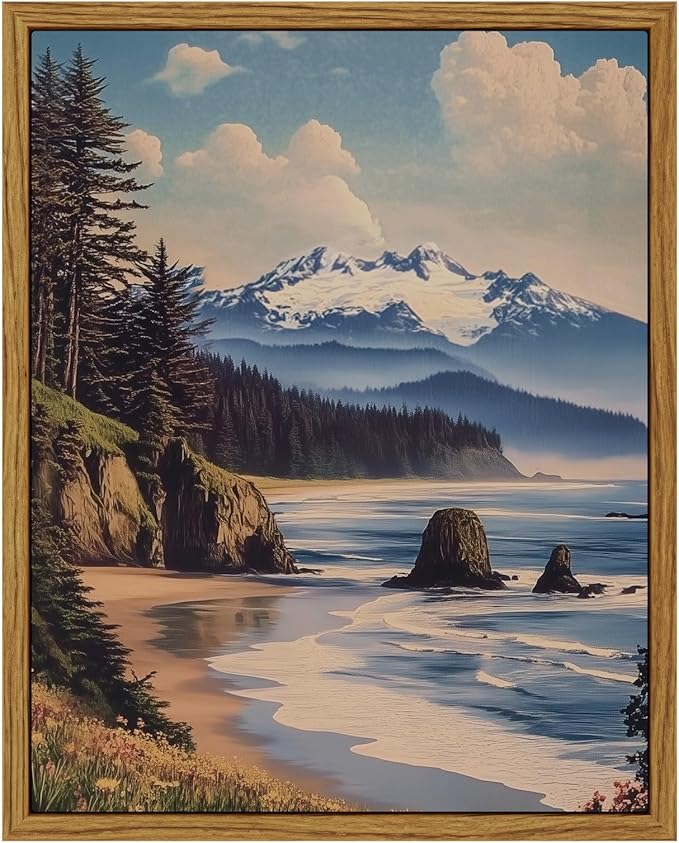 InSimSea Framed Canvas Wall Art, Vintage National Park Art by InSimSeaArt