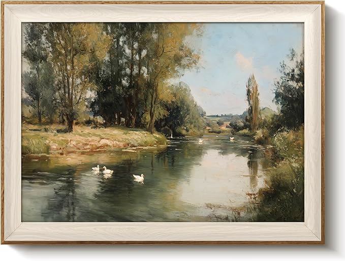 VIYYIEA Framed Wall Art for Living Room, Peaceful River Landscape Canvas Prints by VIYYIEAART