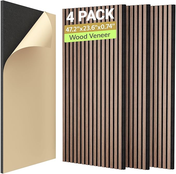 TONOR Dual-Layer Thickened Acoustic Wood Wall Panels Self Adhesive, 4 Pack by TONOR