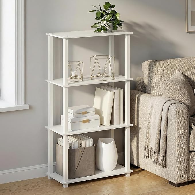 Furinno Turn-S-Tube Storage Shelves, 4-Tier Book Shelf, Corner Shelf, Toolless - Image 2