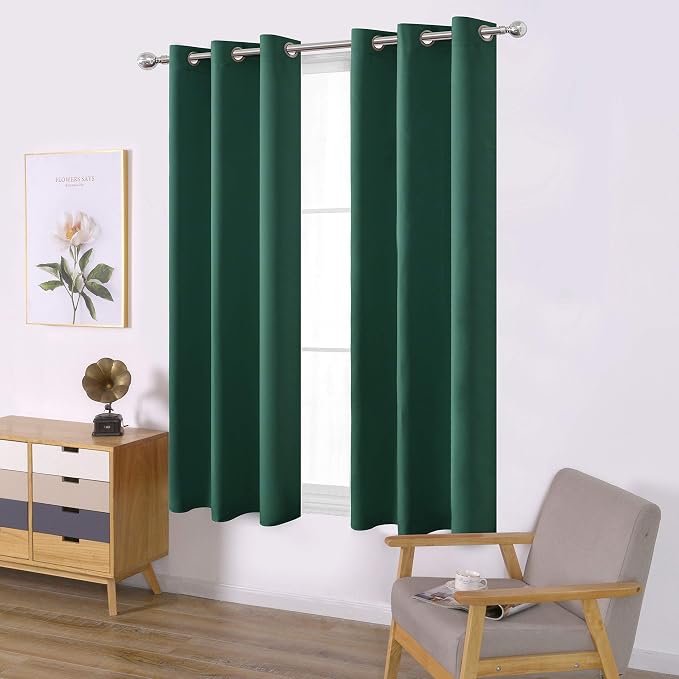 LEMOMO Dark Green Blackout Curtains/42 x 63 Inch/Set of Two Panels Grommet - Image 2