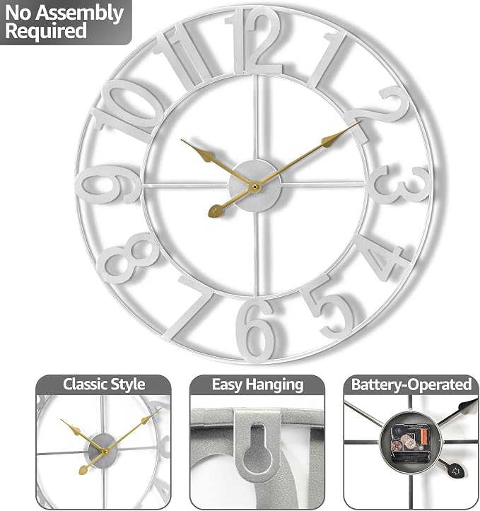 Sorbus Large Wall Clock for Living Room Decor - Image 4