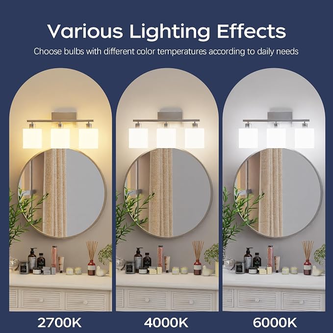 PARTPHONER Bathroom Light Fixtures, Bathroom Lighting Fixtures Over Mirror - Image 6