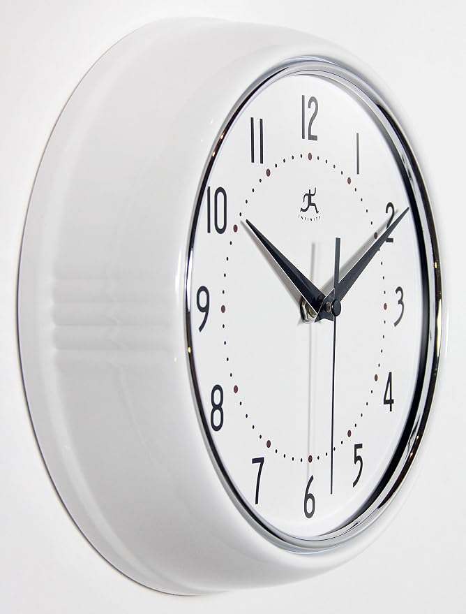 Infinity Instruments LTD. Retro 9 inch Silent Sweep Non-Ticking Mid Century - Image 2