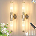 Morauroral Sand Nickel Battery Operated Wall Sconces Set of Two, Rechargeable by Morauroral