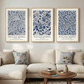 Large Framed Blue William Morris Wall Art Set of 3, Vintage Botanical Floral by Cuspin