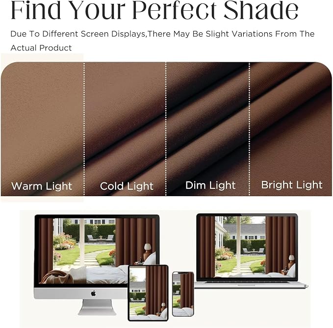 CUCRAF Brown Blackout Curtains 96 inch Length 2 Panels Set, Rod Pocket Room - Image 5