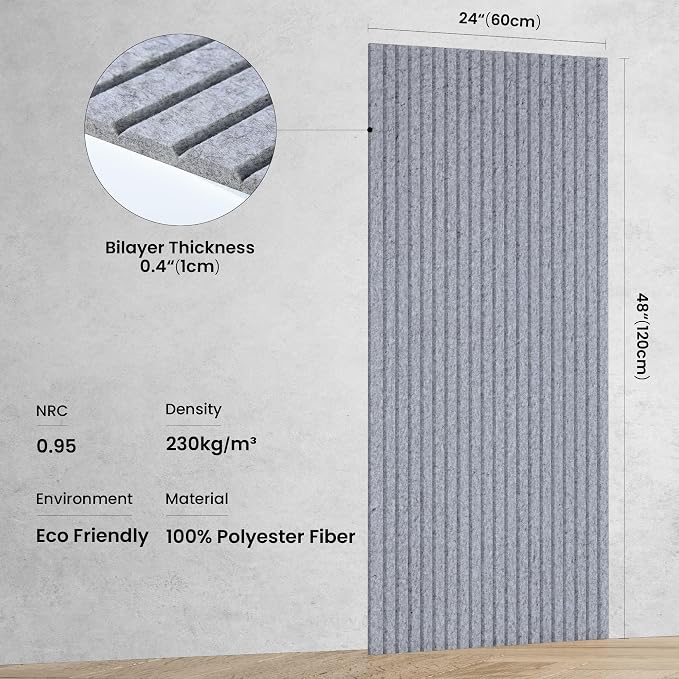 10 Pack Large Acoustic Panels, 47.2 x 23.6 x 0.35 Inch Sound Proof Foam Panels - Image 2