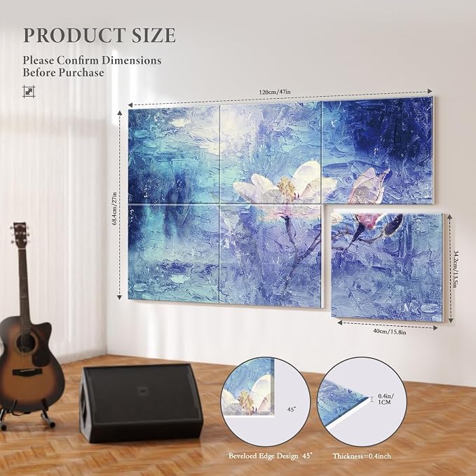 JBER 6 Pack Art Acoustic Panels, 47.2×27 Inches Soundproof Wall Panels - Image 2