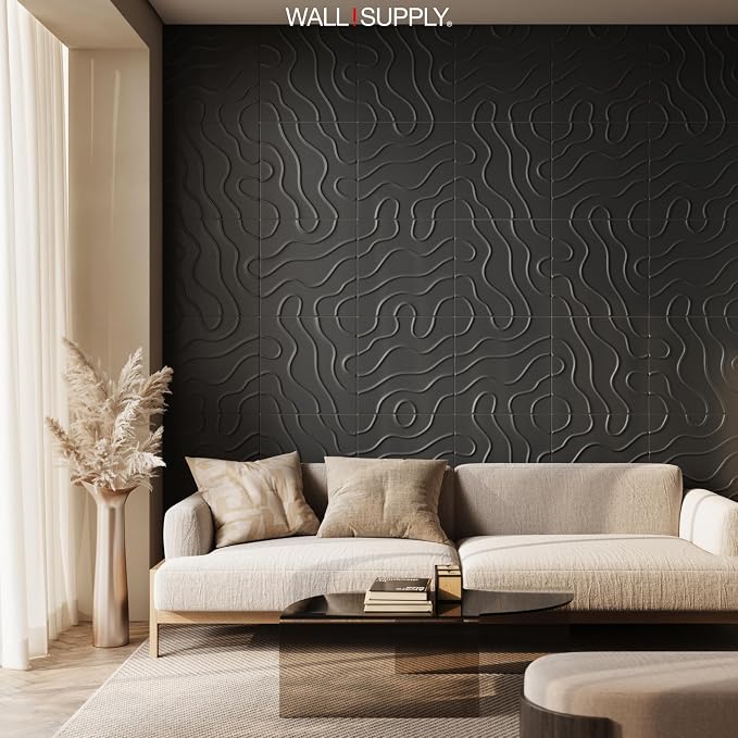 Wall!Supply - 3D Wall Panels – Flow Line Black Wall Covering - Lightweight - Image 7