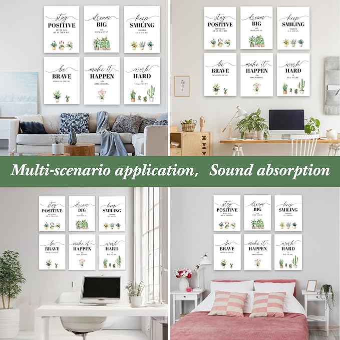Coume 6 Pack Art Acoustic Panels 12" x 16" Inspirational Self Adhesive - Image 6