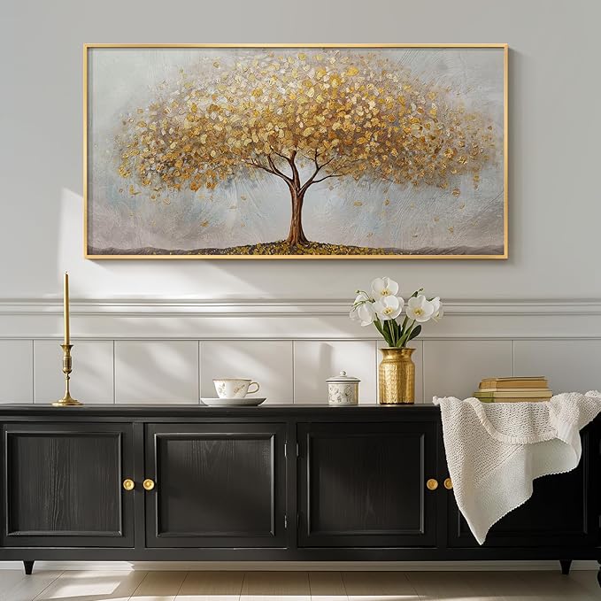 Gold Framed Tree of Life Wall Art, Large Modern Canvas Prints Paintings Artwork - Image 5