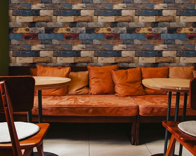 FLFK Wood Bricks Wallpaper Peel and Stick Removable Vintage Wallpaper 16" x - Image 3