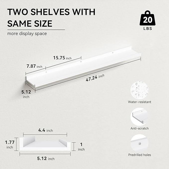 Boswillon 47.2 Inches Long Floating Shelves, 2 Set Modern Wall Shelf - Image 3