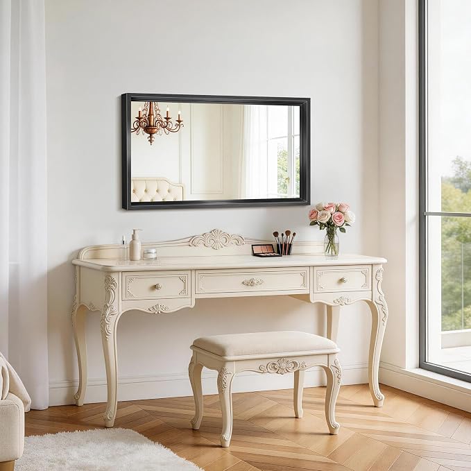 20x36 Inch Black Bathroom Mirror, Brushed Black Rectangle Mirror - Image 3