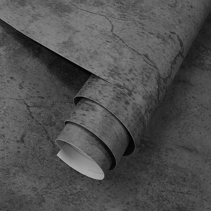 3YECAO 16"×118" Thick Blue Grey Peel and Stick Concrete Wallpaper 3d Faux Gray by 3YECAO
