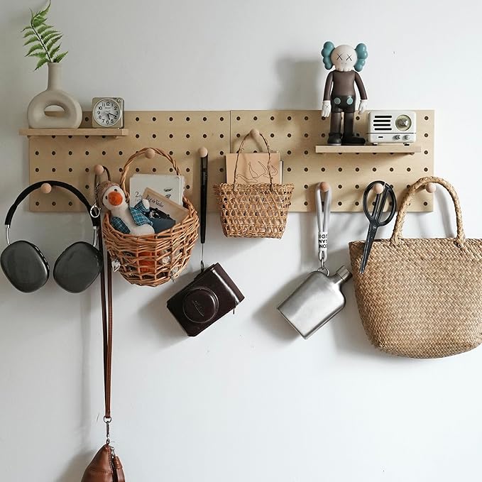 Wooden Pegboard Modular Display Organization Storage Wall Hooks Shelf - Image 2