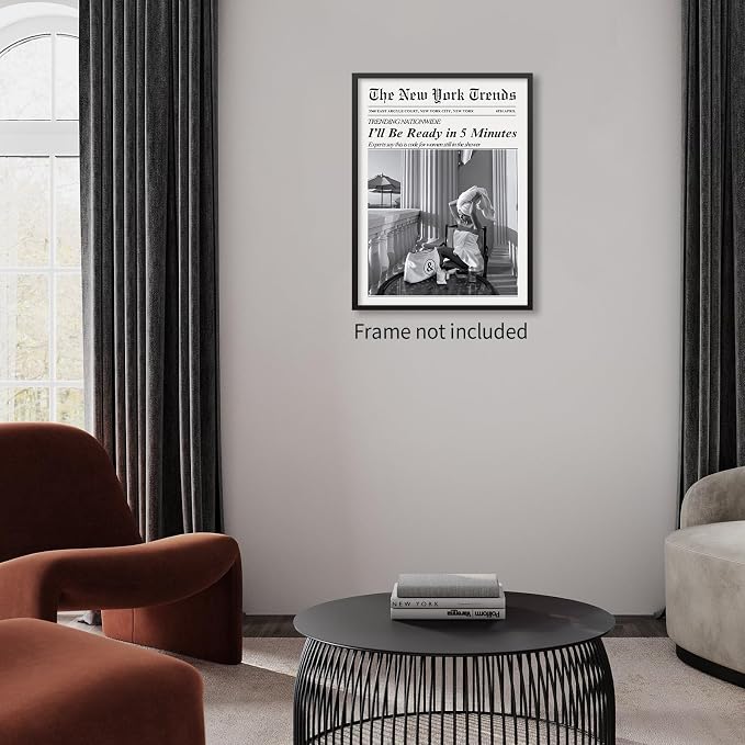 Vintage Newspaper Wall Art Trendy Black and White Aesthetic Posters Funny I'll - Image 5