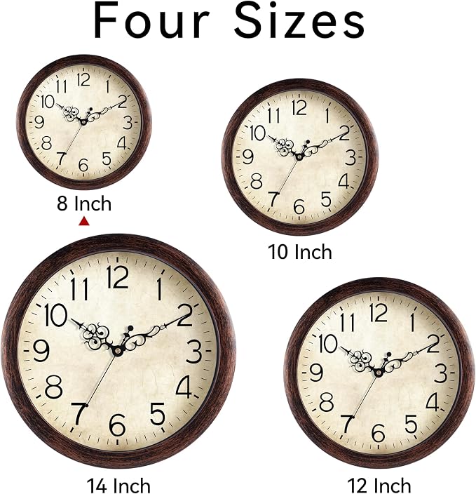 KECYET Wall Clock, Vintage Wall Clocks Battery Operated Quartz Silent - Image 2