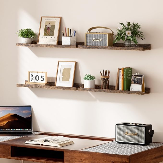 upsimples Floating Shelves for Wall, 23.6 Inch Shelves for Decor Storage Set of - Image 2