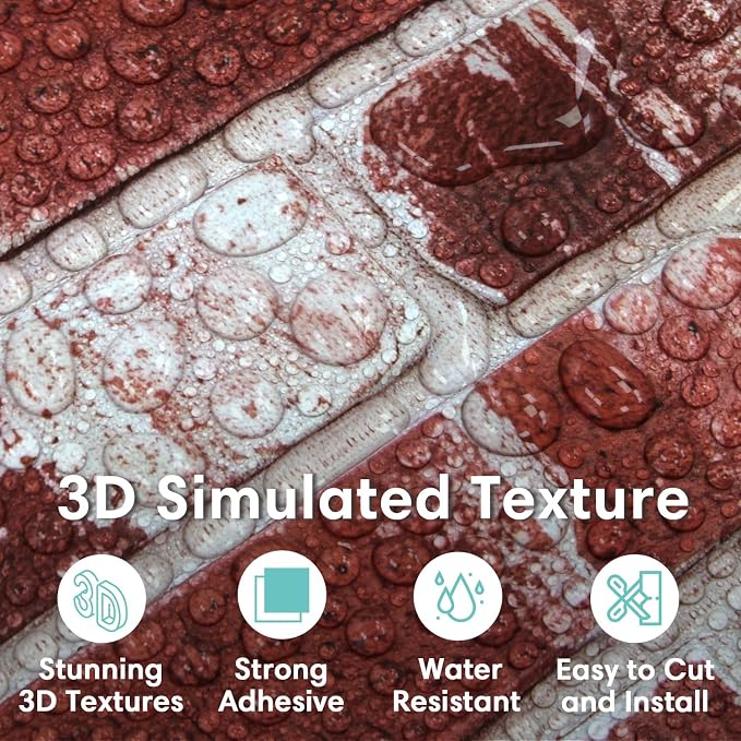 Commomy 3D Peel and Stick Brick, Ultralight Thin PVC Faux Brick Wall Panels - Image 2