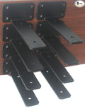 8 Pack - 6 inch Black Hidden L Shelf Bracket Iron Floating Shelf Brackets by MHMYDZ