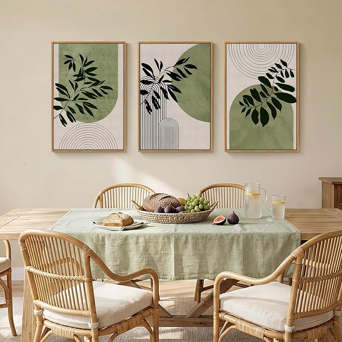 Framed Boho Botanical Wall Art for Living Room, 3 Piece Modern Green Bohemian - Image 6