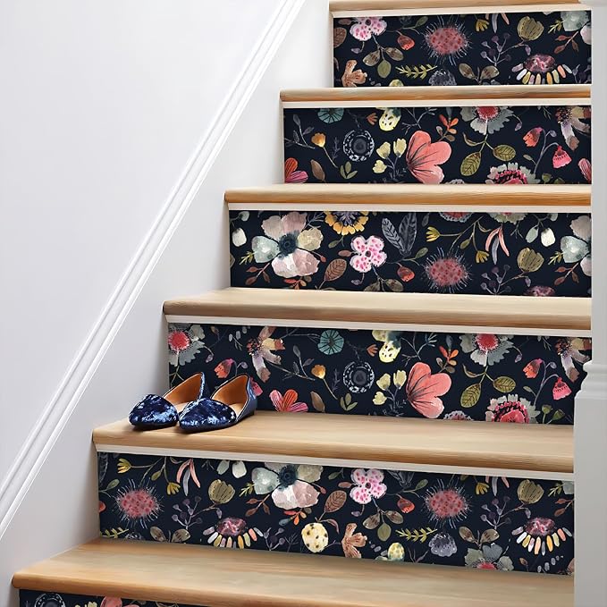 Wallpaper Peel and Stick Floral Wall Paper Removable Waterproof Blue/Red/Yellow - Image 5