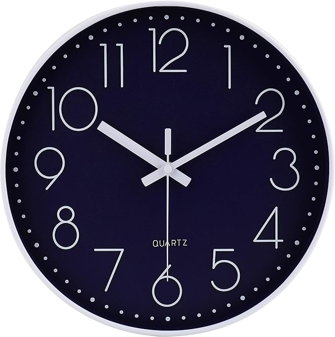 jomparis 12 Inch Silent Non-Ticking Battery Operated Quality Quartz Round Wall by JOMPARIS
