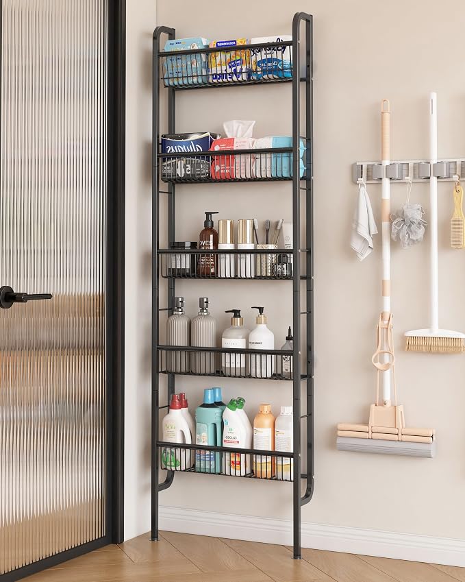 UMDONX Behind The Door Bathroom Shelf Narrow 5-Tier, Space-Saving Slim Storage by UMDONXBuyNow