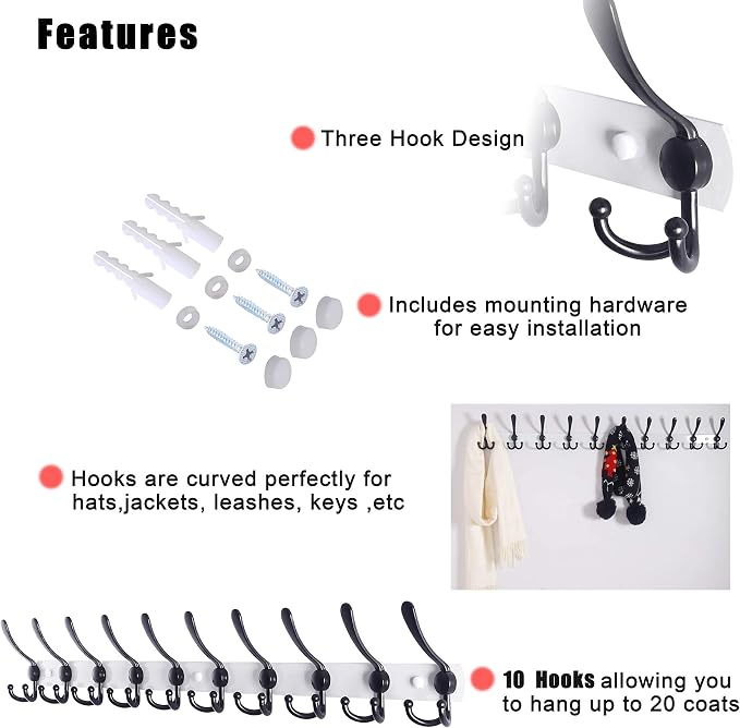 Dseap Coat Rack Wall Mount - Image 5