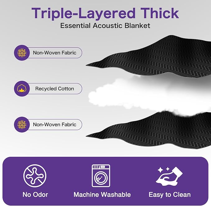 2 PCS Extra Large Sound Dampening Blanket, Noise Cancelling Studio Acoustic - Image 3